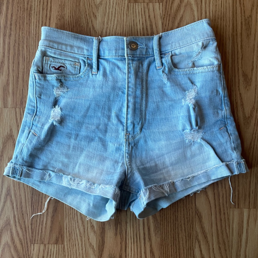 Hollister high waisted shorts , light wash